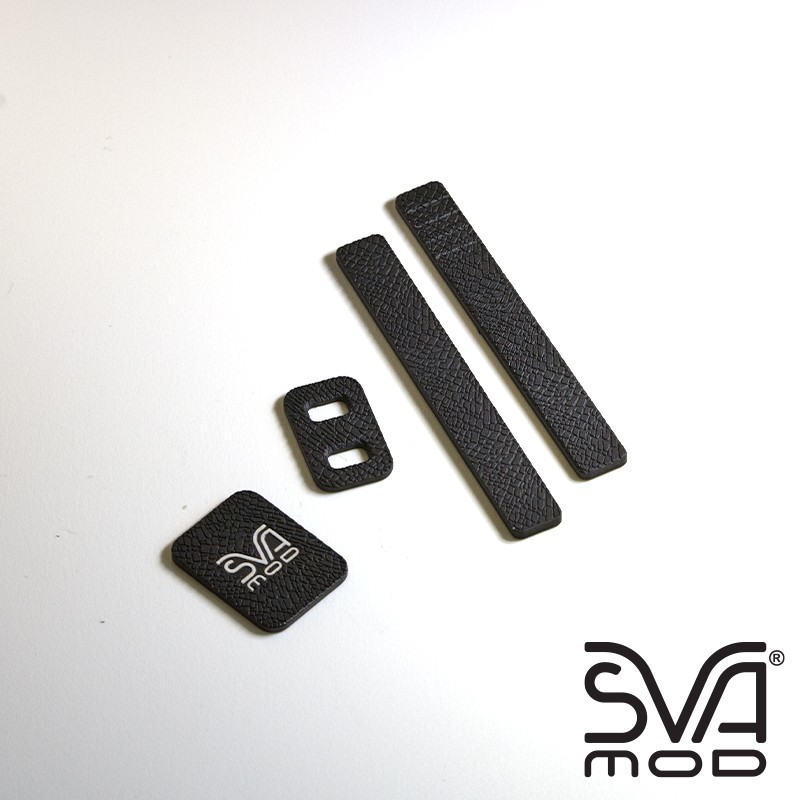 Black accessories white logo