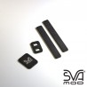 Black accessories white logo